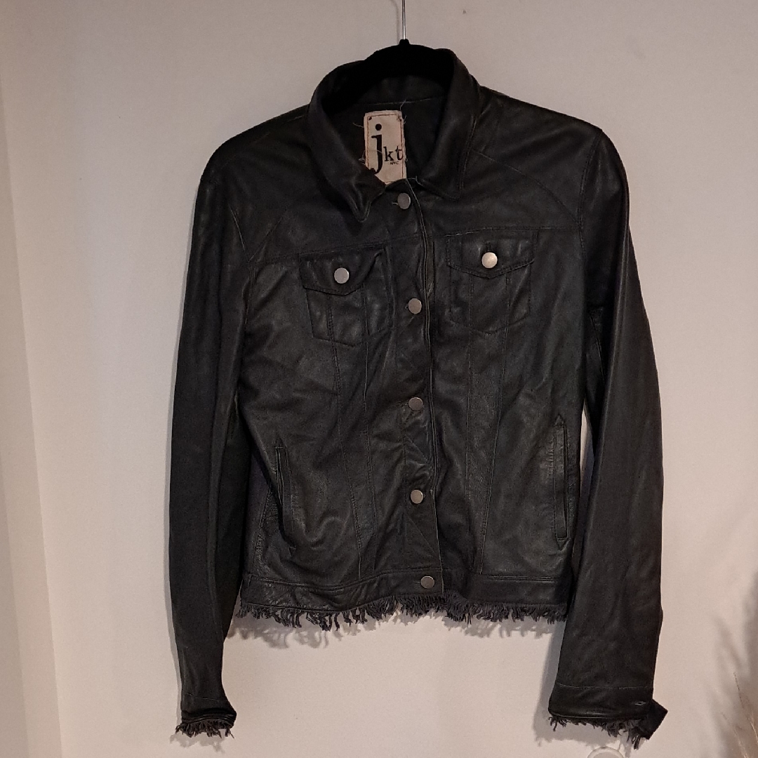 Jkt Nyc Women's Gray Leather Jacket Size M B108